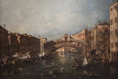 Näkymä Rialtoon, Venetsia, Grand Canalilta käsin tekijältä Francesco Guardi