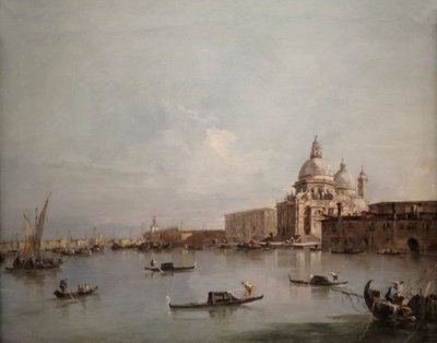 Näkymä Santa Maria della Saluteen ja Dogana di Mareen tekijältä Francesco Guardi