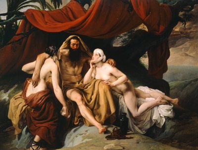 Loth ja hänen tyttärensä, kirjoittanut Francesco Hayez tekijältä Francesco Hayez