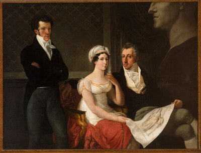 Cicognara-perheen muotokuva, jossa on Hayezin, Francescon (1791-1882) kirjoittama Antonio Canovan rintakuva. Öljy kankaalle tekijältä Francesco Hayez