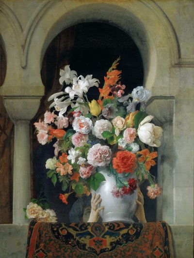 Kukkimaljakko haaremin ikkunassa, 1881. tekijältä Francesco Hayez