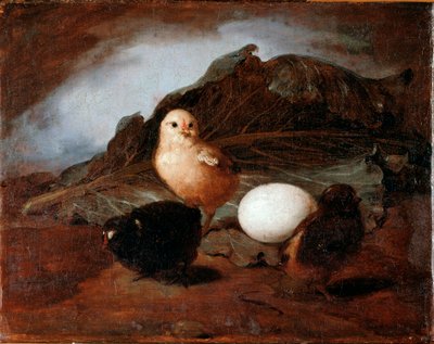 Chicks (poikaset) Francesco Ingannin (1793-1873) maalaus 1862 Koko 25,6x33,2 cm Genes, Galleria d