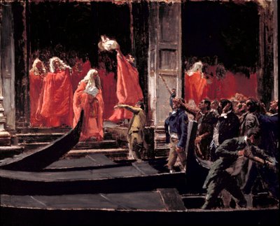 Venetsian tasavallan senaatin viimeinen istunto sen liittyessä Italian kuningaskuntaan vuonna 1866 Francesco Jacovaccin (1838-1908) maalaus Rooma, Galleria Nazionale d