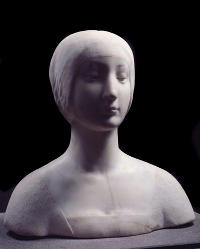 Nuoren Beatrice d"Aragon -nimisen naisen rintakuva. Francesco da Lauranalle kuuluva marmoriveistos tekijältä Francesco Laurana