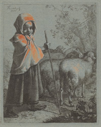Paimenlapsi lauman kanssa, 1758. tekijältä Francesco Londonio