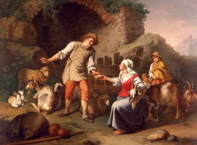 Country-kohtaus, Francesco Londonio (1723-1783) tekijältä Francesco Londonio