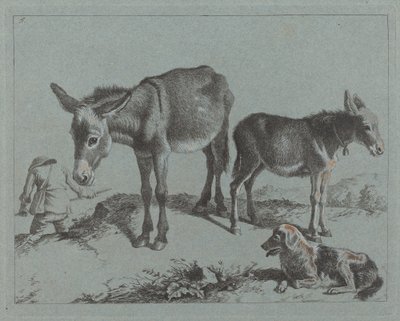 Aasi varsansa, koiran ja talonpoikamiehen kanssa, 17621763. tekijältä Francesco Londonio