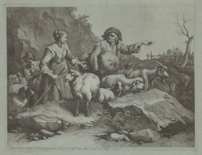 Pagès amb un sac i dues pastoretes, després de 1765. finlandès tekijältä Francesco Londonio