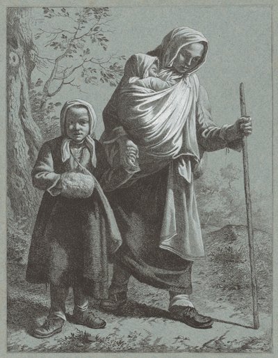 Talonpoikanainen, jolla on kaksi lasta, 1764. tekijältä Francesco Londonio