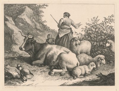 Pysyvä paimentar lapsen kanssa, vuoden 1776 jälkeen. tekijältä Francesco Londonio