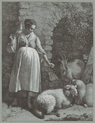 Nainen kehruulankaa kaarella, 1764. tekijältä Francesco Londonio