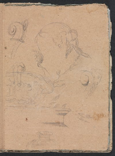 Verona Sketchbook: Arkkitehtonisia aiheita naispäällä sivu 45, 1760. tekijältä Francesco Lorenzi