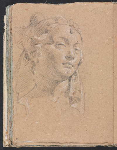 Verona Sketchbook: Naisen pää, sivu 58, 1760. tekijältä Francesco Lorenzi