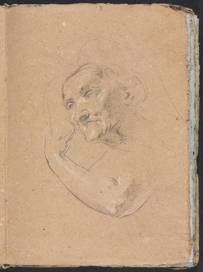 Verona Sketchbook: Naisen pää, jolla on vasen käsi, sivu 13, 1760. tekijältä Francesco Lorenzi