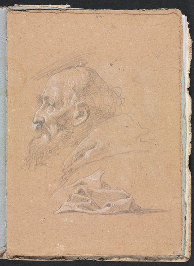 Verona Sketchbook: Munkki profiilissa verhoilla sivu 87, 1760. tekijältä Francesco Lorenzi