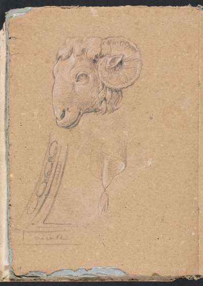 Verona Sketchbook: Rams head page12, 1760. tekijältä Francesco Lorenzi