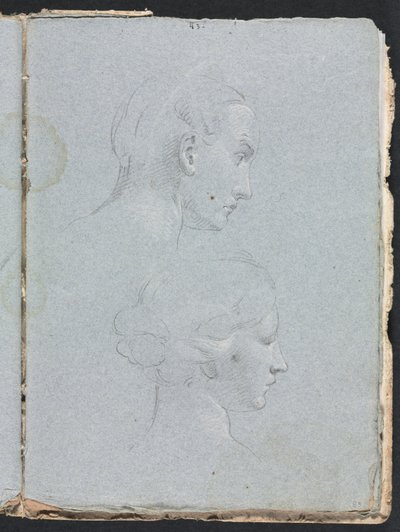 Verona Sketchbook: Two heads, sivu 85, 1760. tekijältä Francesco Lorenzi