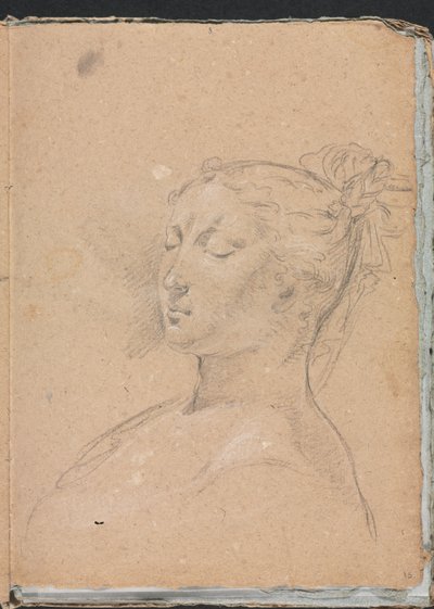 Verona Sketchbook: Nainen silmät kiinni sivu 15, 1760. tekijältä Francesco Lorenzi