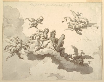 Piirustus, maalattua kattoa koskeva suunnitelma: n. 1780. tekijältä Francesco Manno