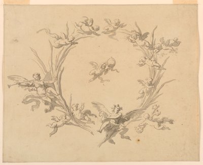 Piirustus, freskokoristelun luonnos, Quirinalin palatsi, Rooma, 1815-16. tekijältä Francesco Manno