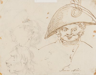 Karikatyyrien sivu (kynä, kynä ja muste paperille) tekijältä Francesco Nenci