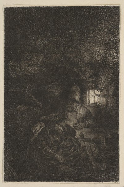The Rest on the Flight to Egypt: A Night Piece -käänteinen kopio, 1700-luvun loppu - 1800-luvun puoliväli. tekijältä Francesco Novelli