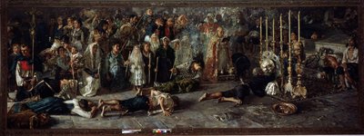 Il voto (Fete kunnianosoituksena St Pantaleonille 27. heinäkuuta Miglianicossa Abruzzossa, Italiassa) - öljy kankaalle tekijältä Francesco Paolo Michetti
