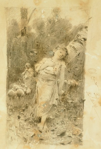 Paimentar, Francesco Paolo Michetti (1851-1929), piirustus. tekijältä Francesco Paolo Michetti