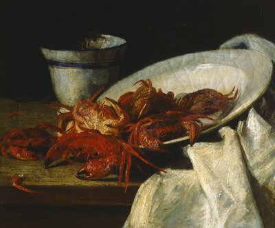Asetelma äyriäisten kanssa (öljy kankaalle) tekijältä Francesco Paolo Palizzi