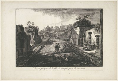 Gezicht op rauniot Pompejin Näkymä Pompeian kaupungin tehtaista otettuna sen sisäänkäynnistä (otsikko esineessä) tekijältä Francesco Piranesi