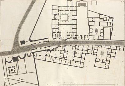 Suuri suunnitelma Pompejin kaupungin sisäänkäynnistä ja sitä ympäröivistä rakennuksista Ant..., 1804. tekijältä Francesco Piranesi