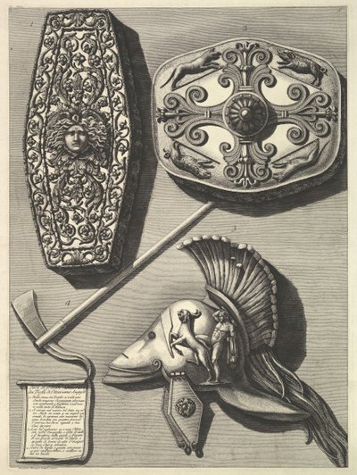 Trofei de Ottaviano Auguston osat isossa entisöity Kunnostettu yksityiskohta Tro..., ca. 1753. tekijältä Francesco Piranesi