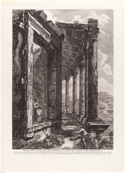 Näkymä Vestan temppelin ovelle ja peristylelle tekijältä Francesco Piranesi