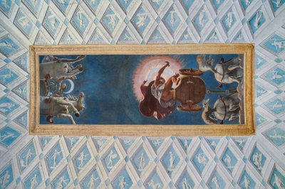 Auringon ja kuun kammio (Camera del Sole e della Luna): Auringon ja Kuun vaunut, joita ajavat Diana ja Apollo tekijältä Francesco Primaticcio
