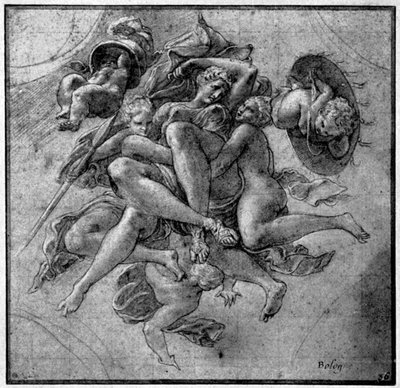 Suunnittelu Ulysses-galleriaan, Fontainebleau, 1540-luku, 1926 tekijältä Francesco Primaticcio