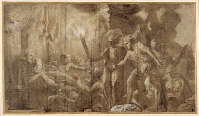 Hercules makaa Omphalen vieressä tekijältä Francesco Primaticcio