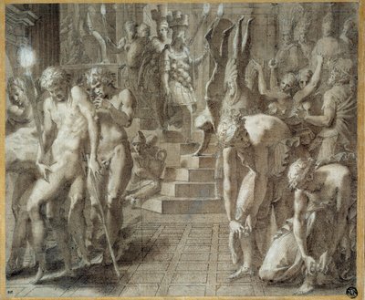 Persepoliksen naamiaiset. Francesco Primaticcion piirros, joka tunnetaan nimellä Primatice (1504-1570) tekijältä Francesco Primaticcio