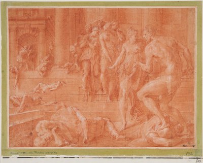 Odysseus befiehlt die Tötung von Penelopes Dienern tekijältä Francesco Primaticcio