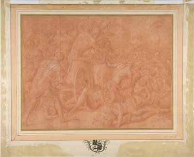 Ulysses ja hänen seuralaisensa taistelemassa ciconeja vastaan Ismaroksen kaupungin edessä, Study..., 1555-60. tekijältä Francesco Primaticcio