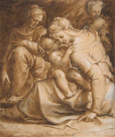 Neitsyt ja lapsi Pyhän Annan ja Johannes Kastajan kanssa, n. 1550. tekijältä Francesco Salviati