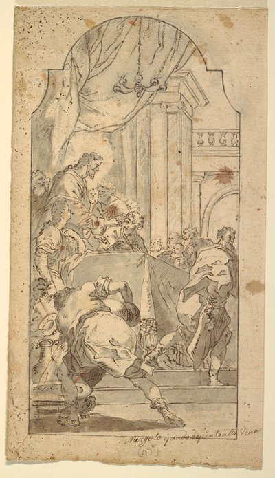 Piirros, Viimeinen ehtoollinen, 1746-86 tekijältä Francesco Saverio Mergolo