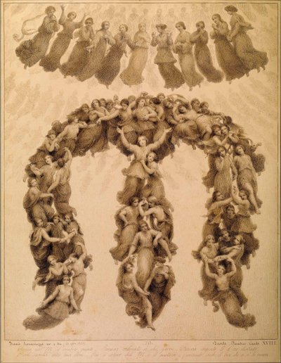 Kuvitus Dante Alighierin jumalalliseen komediaan Paradiso canto XVIII tekijältä Francesco Scaramuzza