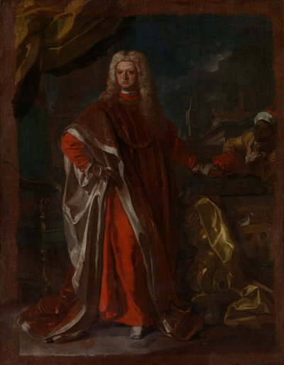 Diego Pignatelli dAragona 1687-1750 ja orjuutettu afrikkalainen palvelija, luultavasti 1731 tai 1732. tekijältä Francesco Solimena