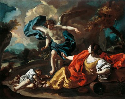 Hagar ja Ismael, Francesco de Mura (1696-1782), öljy kankaalle, 73x98 cm tekijältä Francesco Solimena