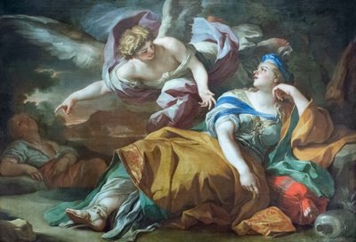 Hagar ja Ismael erämaassa enkelin lohduttamana tekijältä Francesco Solimena