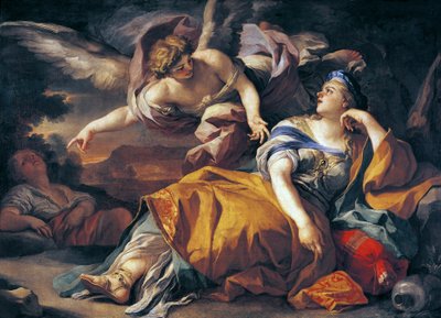 Hagar ja enkeli, Francesco Solimena (1657-1747), öljy kankaalle tekijältä Francesco Solimena
