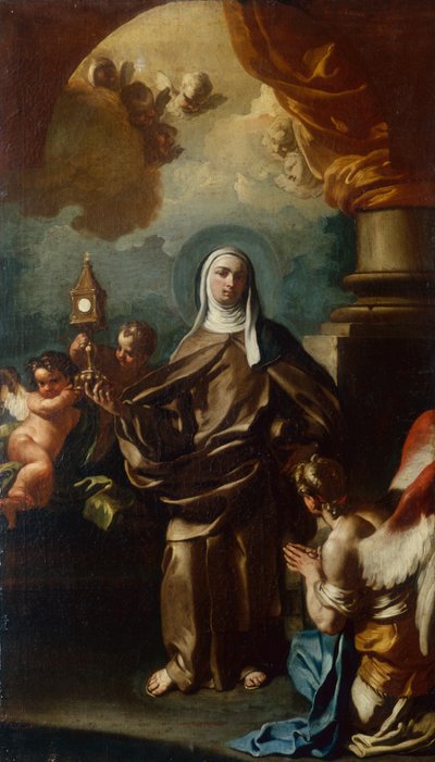 Saint Clare enkelin kanssa (öljy) tekijältä Francesco Solimena