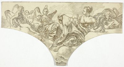 Reunakoriste, jossa istuvat toiveen ja sovinnon vertauskuvalliset hahmot. tekijältä Francesco Solimena