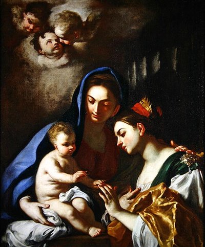 Pyhän Katariinan mystinen häät (öljy kankaalle) tekijältä Francesco Solimena