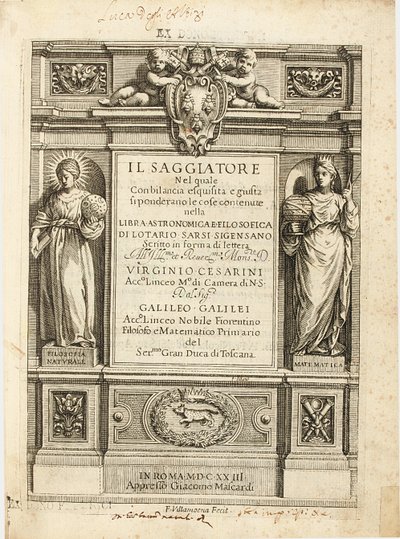 Galileo Galilein "The Assayer" -elokuva, 1623 tekijältä Francesco Villamena